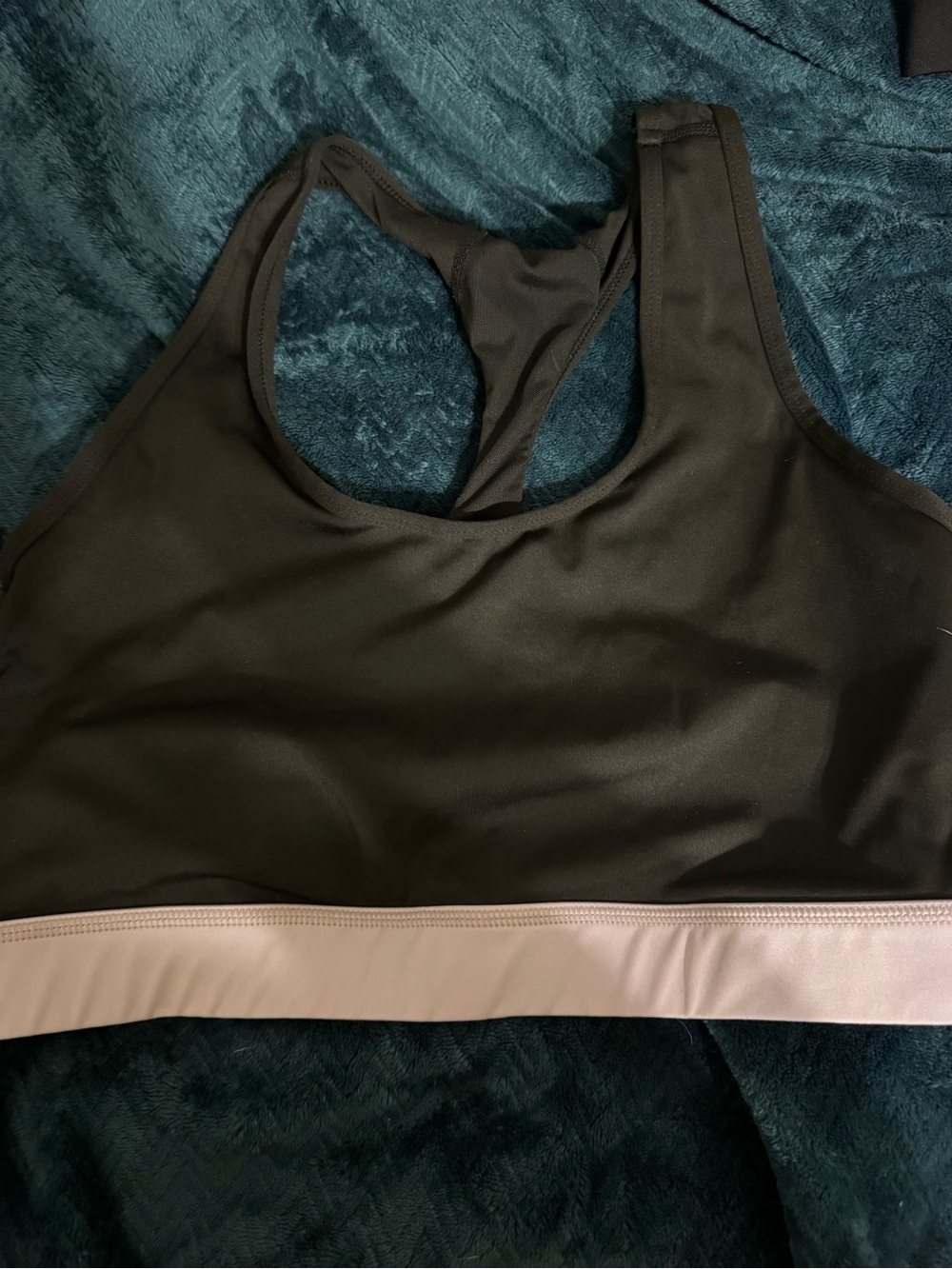 LuLaRoe Black Racerback Sports Bra with Lavendar Band